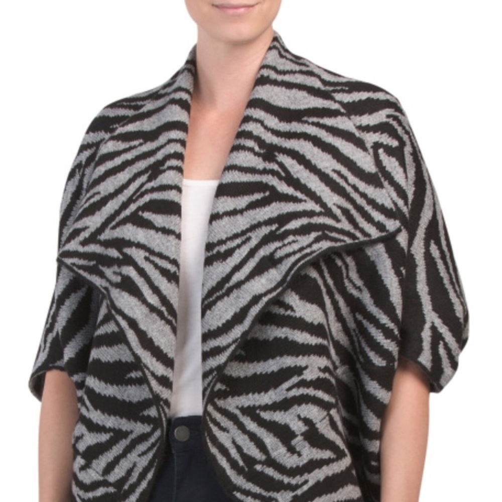 Animal Jacquard Cocoon Ruana.